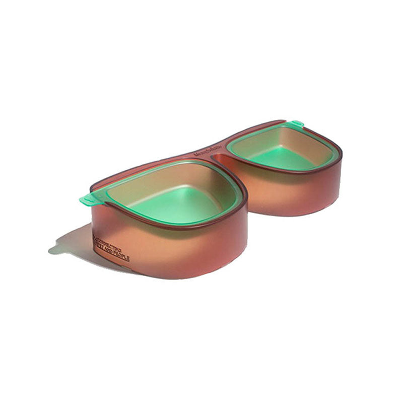 brown double cat bowl