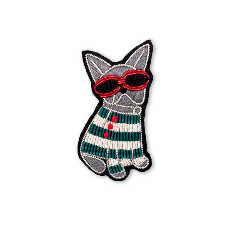 green french bulldog brooch