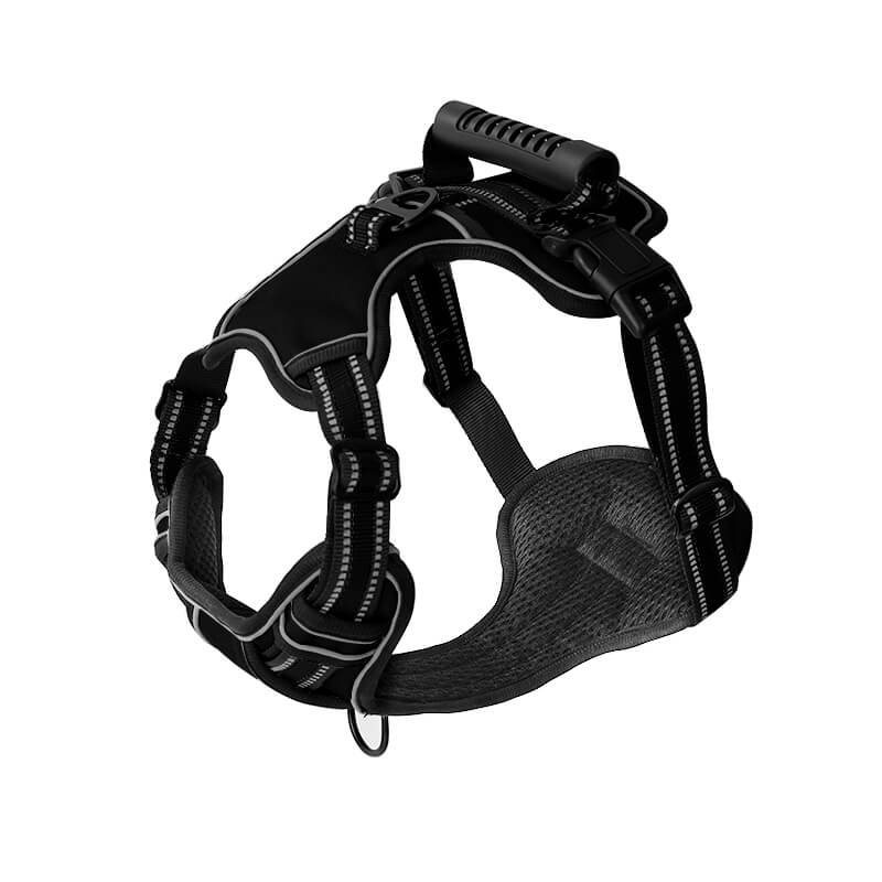 no pull reflective dog harness with strong handle black
