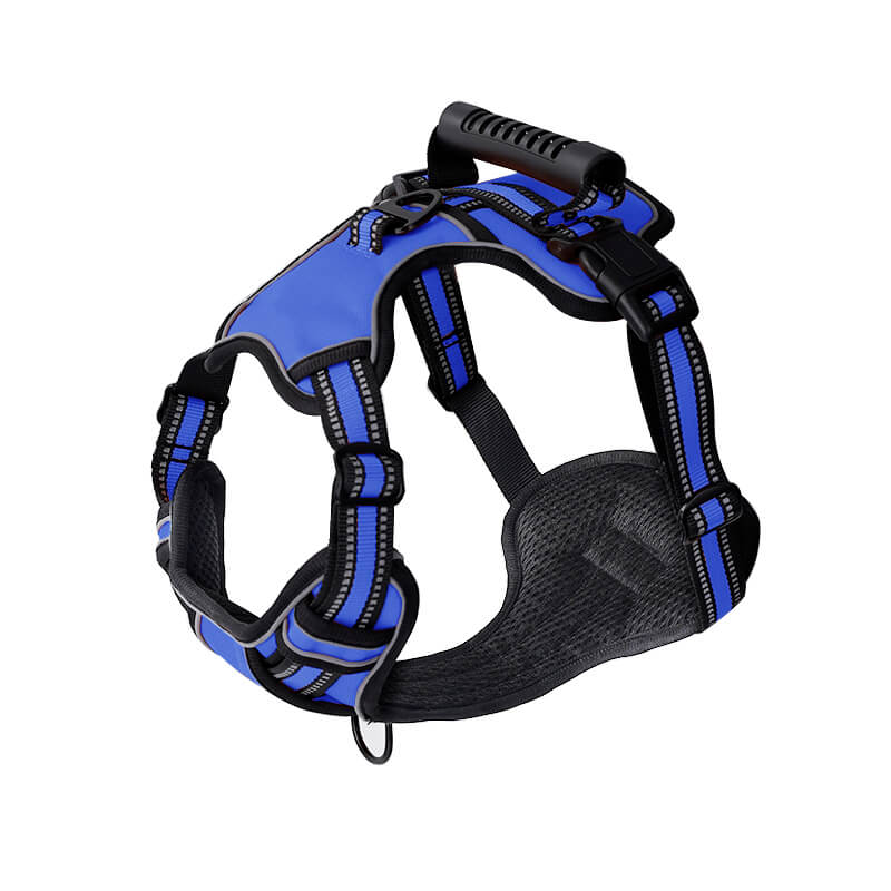 no pull reflective dog harness with strong handle blue
