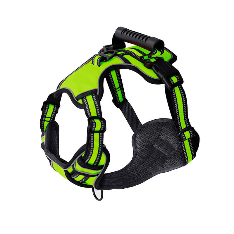 no pull reflective dog harness with strong handle green
