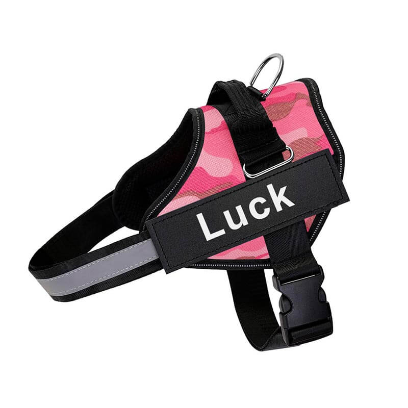 personalized dog harness with side release buckle  pink camouflage