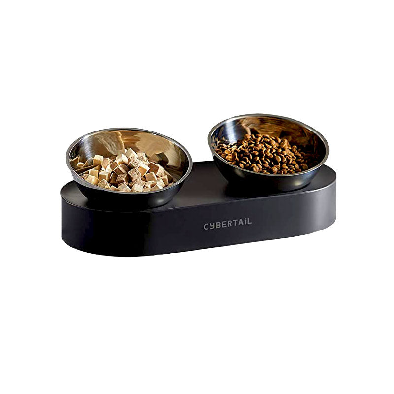 petkit cybertail elevated cat bowls with 2 stainless steel bowls
