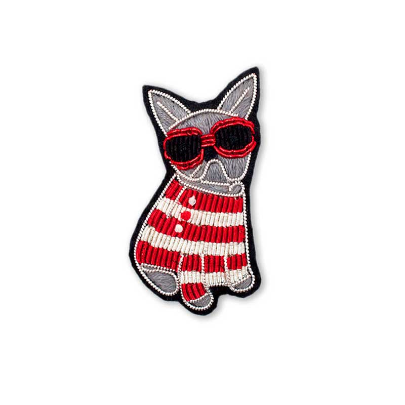 red french bulldog brooch