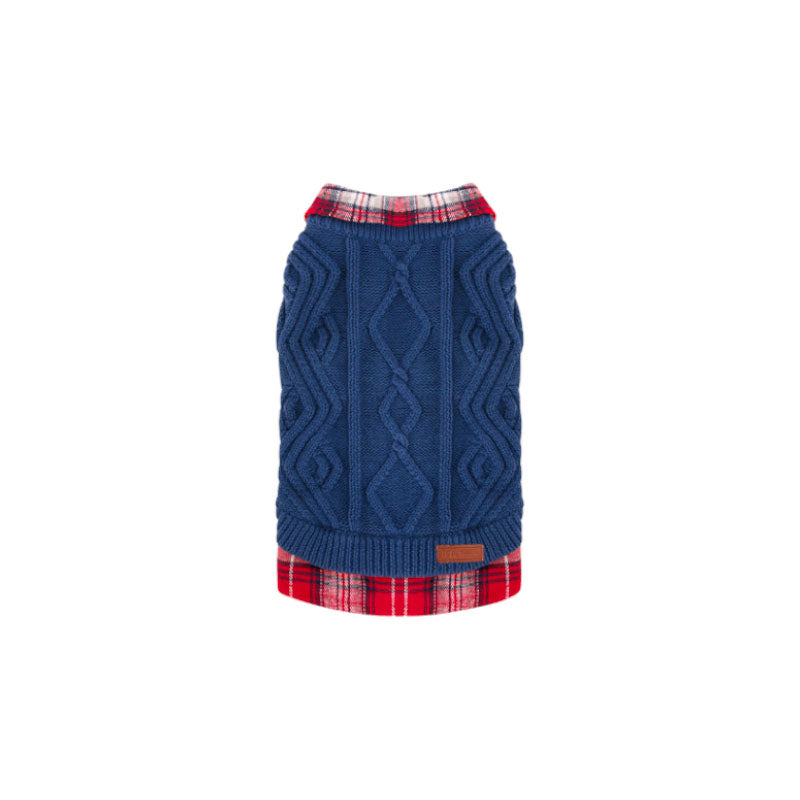 vintage fake two piece dog sweater darkblue