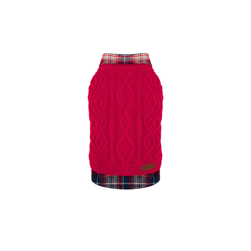 vintage fake two piece dog sweater crimson