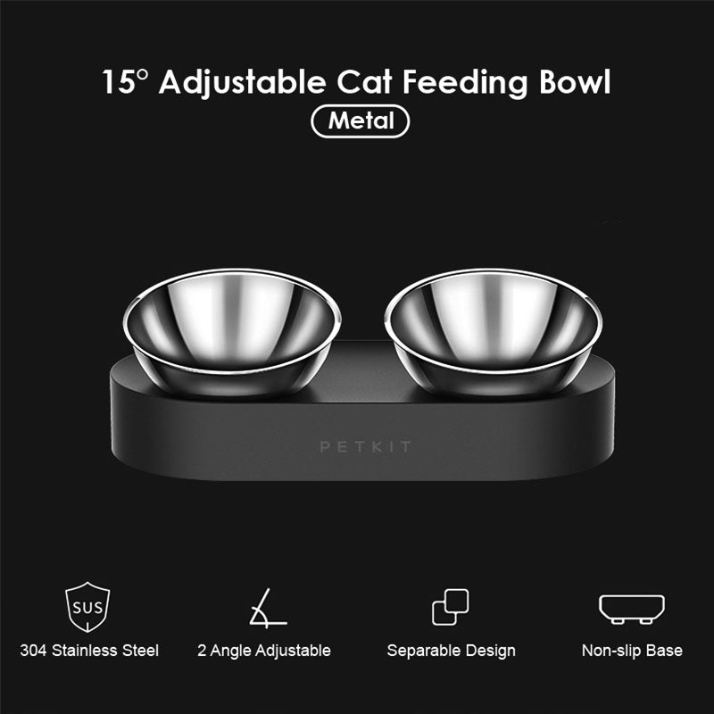 Petkit Cybertail Elevated Cat Bowls with 2 Stainless Steel Bowls